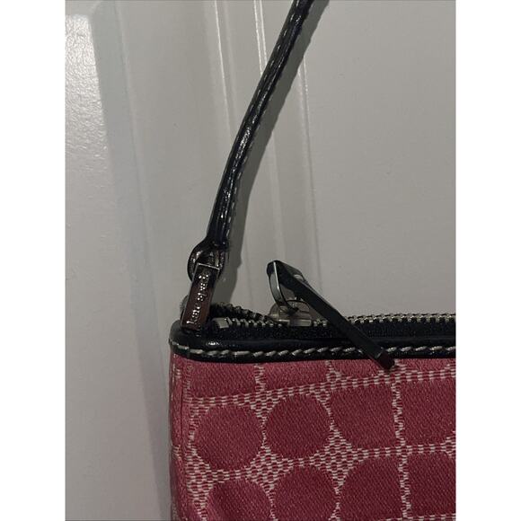 Kate Spade Y2K Pia Dot Noel Signature Back Canvas/Leather Baguette Handbag Pink - Picture 2 of 7
